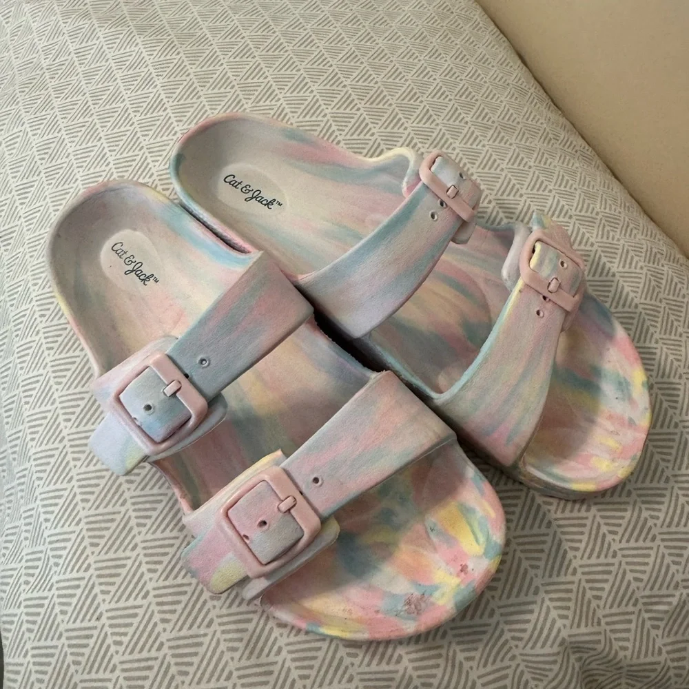 Cat & Jack Pink and Blue Sandals with Buckle Straps